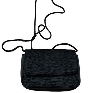 Vintage Nordstrom Silk Ruffled Mini crossbody bag black clutch magnetic purse